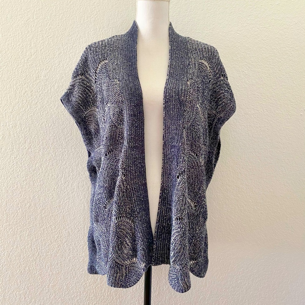 Anthropologie Blue Marled Open-Front Knit Cardigan